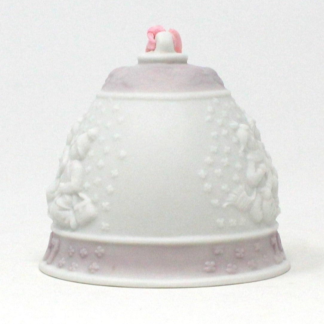 Ornament, Lladro, Annual Christmas Bell, Pink 1987, Porcelain, Vintage