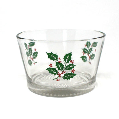 Glasses, Whiskey, Tom Collins & Ice Bowl, Bartlett Collins, Christmas Holly, 9 Pcs, Vintage