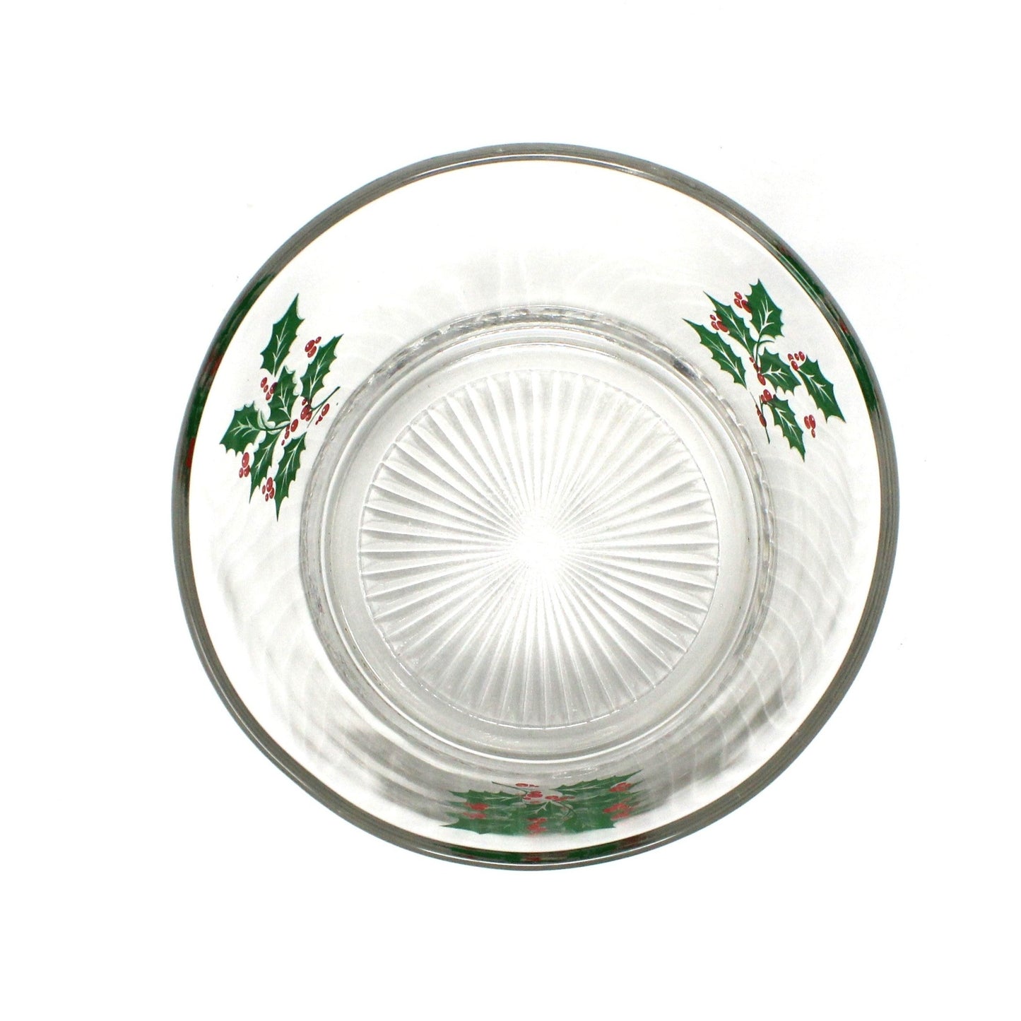 Glasses & Ice Bowl Set, Ice Bucket, Whiskey Glasses, Bartlett Collins, Christmas Holly, 9 Pcs, Vintage