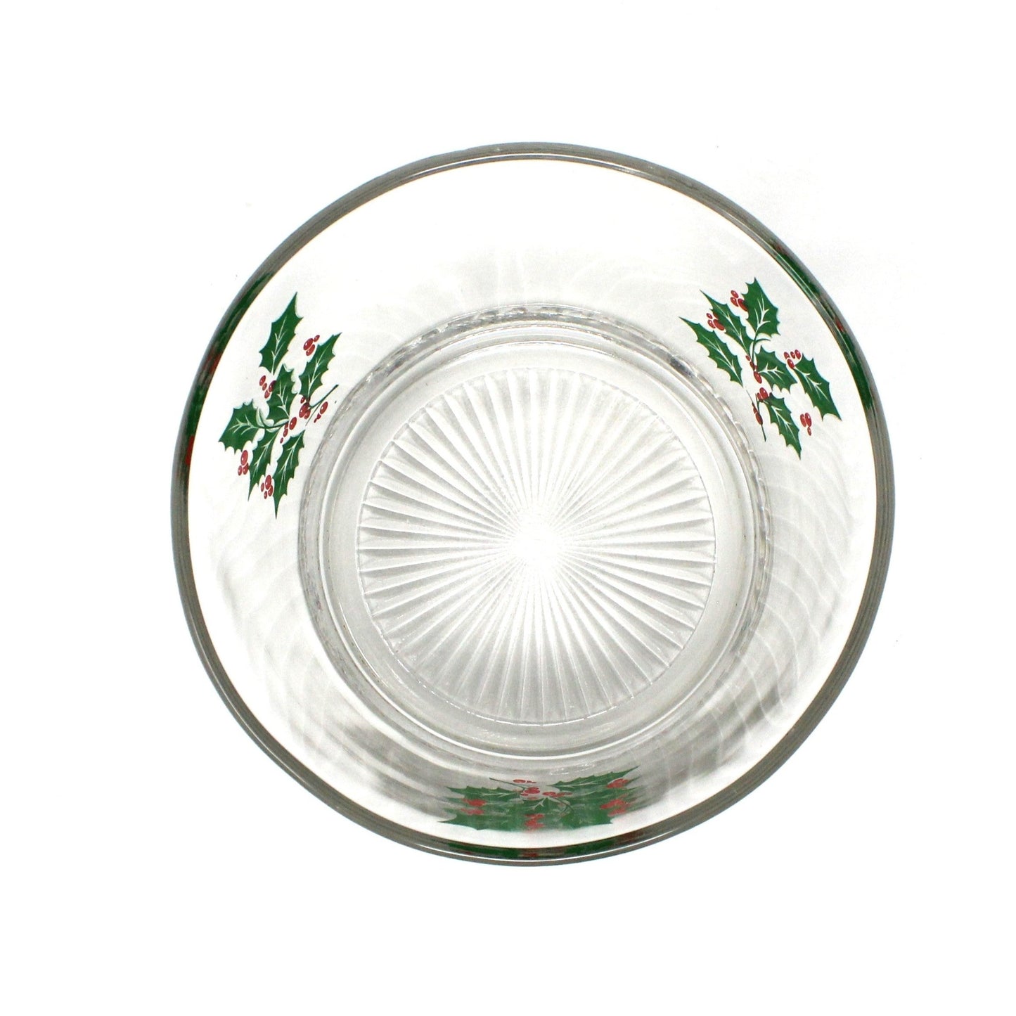 Glasses, Whiskey, Tom Collins & Ice Bowl, Bartlett Collins, Christmas Holly, 9 Pcs, Vintage