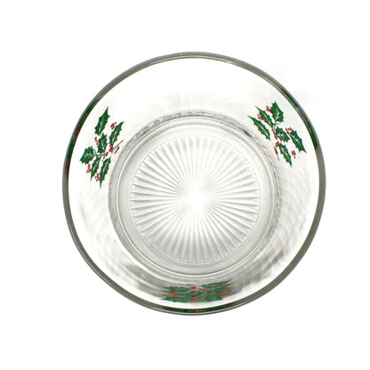 Glasses, Whiskey, Tom Collins & Ice Bowl, Bartlett Collins, Christmas Holly, 9 Pcs, Vintage