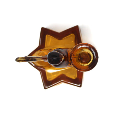 Candle Holder, L.E. Smith Glass, Kneeling Angel on Star Base, Amber Glass Taper Holder, Vintage