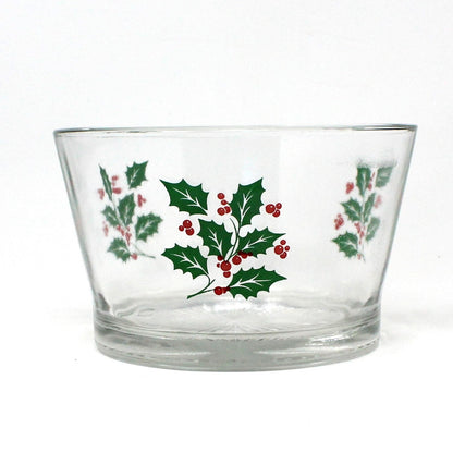 Ice Bowl, Ice Bucket, Bartlett Collins / Indiana Glass, Christmas Holly, Vintage