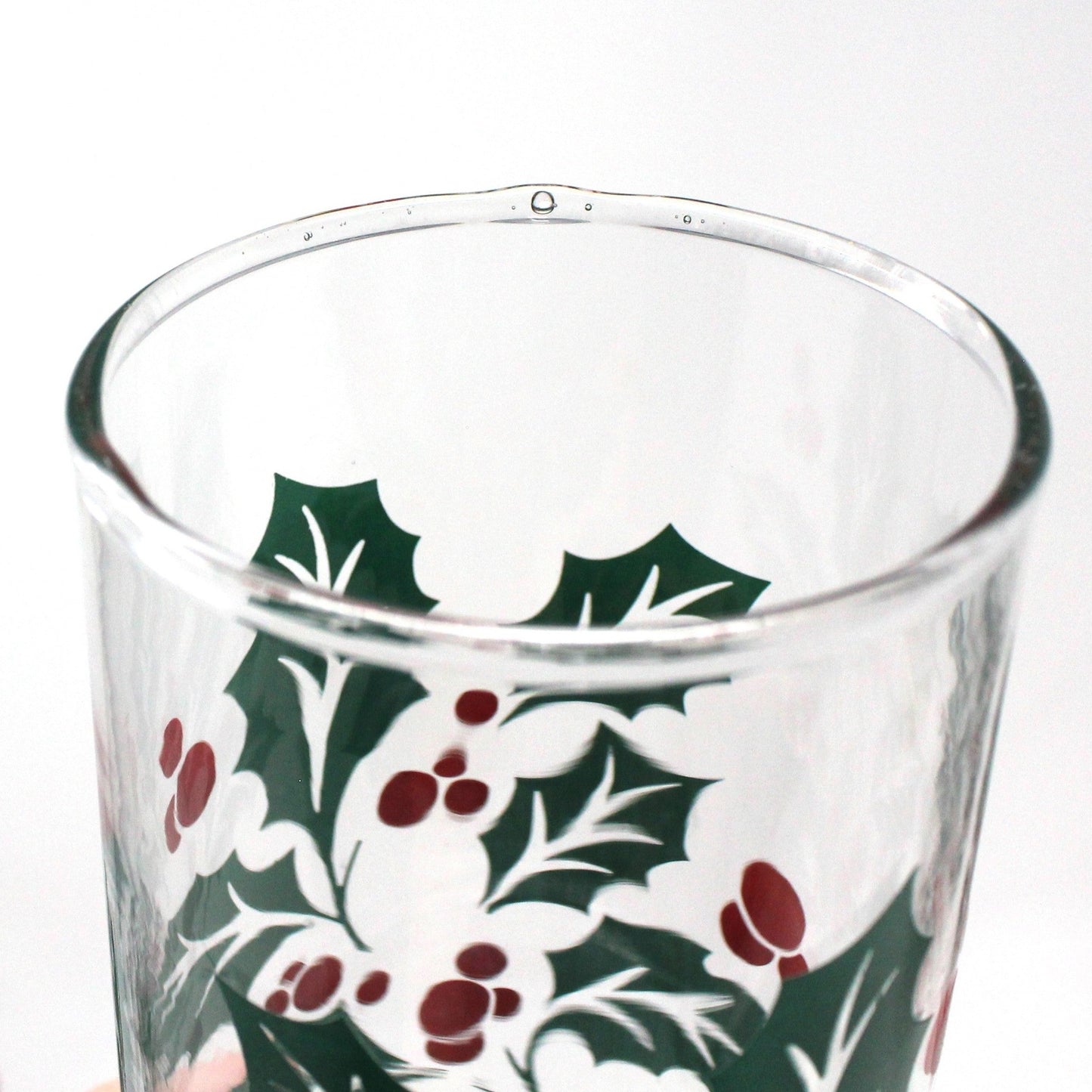 Glasses, Bartlett Collins, Christmas Holly Tumblers / Tom Collins, Set of 6, Vintage