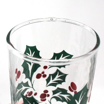 Glasses, Bartlett Collins, Christmas Holly Tumblers / Tom Collins, Set of 6, Vintage