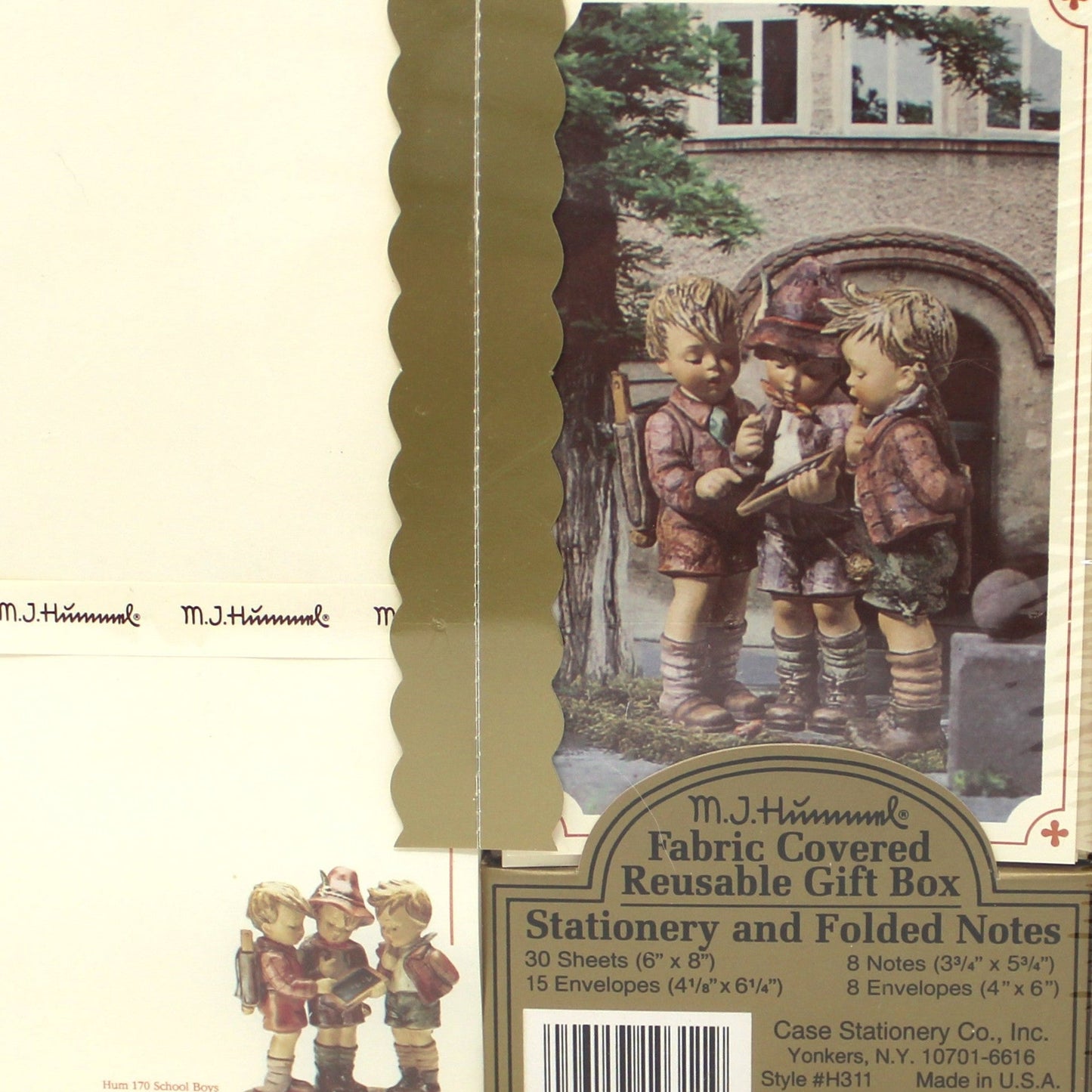 Stationery, Hummel, School Boys, Fabric Covered Gift Box, Unused Case Stationery Co, Vintage