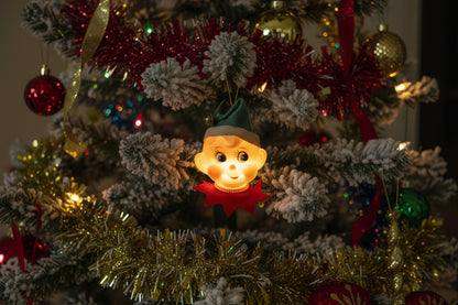 Ornaments, Pixie Elf Christmas Light Cover, Mid Century Collectible, Green OR Red Sold Separately, Vintage