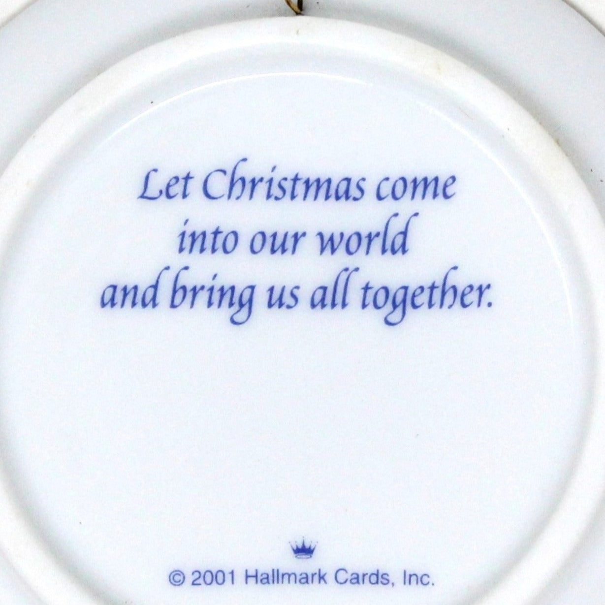 Ornament, Hallmark Keepsake, Christmas Keeps Us Together, Blue Collector's Plate with stand, In Box, 2001