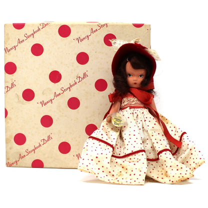 Vintage Doll, Nancy Ann Storybook, "Queen of Hearts" #157 in Original Box, Bisque, Jointed Legs, Painted Eyes, Original Wrist Tag, Fairyland Series, Collectible