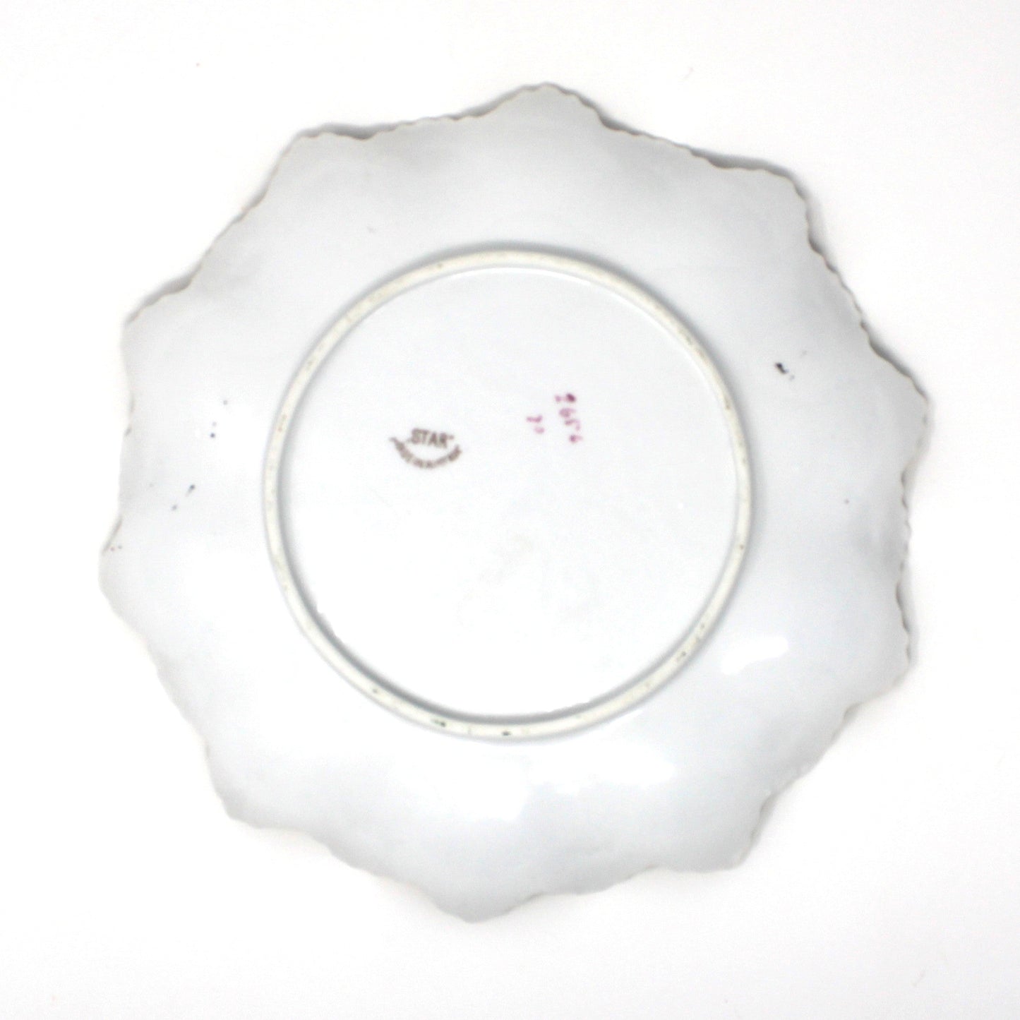 Decorative Plate, STAR Austria, Pink Roses with Turquoise, Teal Blue and Aqua, Art Nouveau, Antique