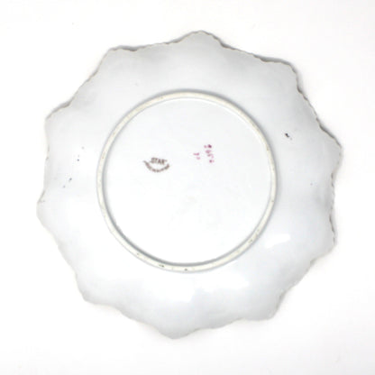 Decorative Plate, STAR Austria, Pink Roses with Turquoise, Teal Blue and Aqua, Art Nouveau, Antique