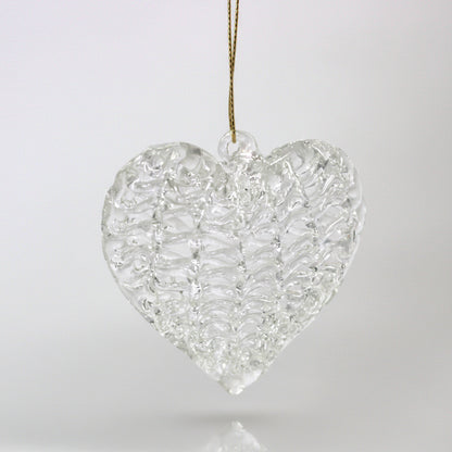 Ornaments, Glass Hearts, Spun Blown Glass, Set of 16 in Original Box, Holiday Vintage