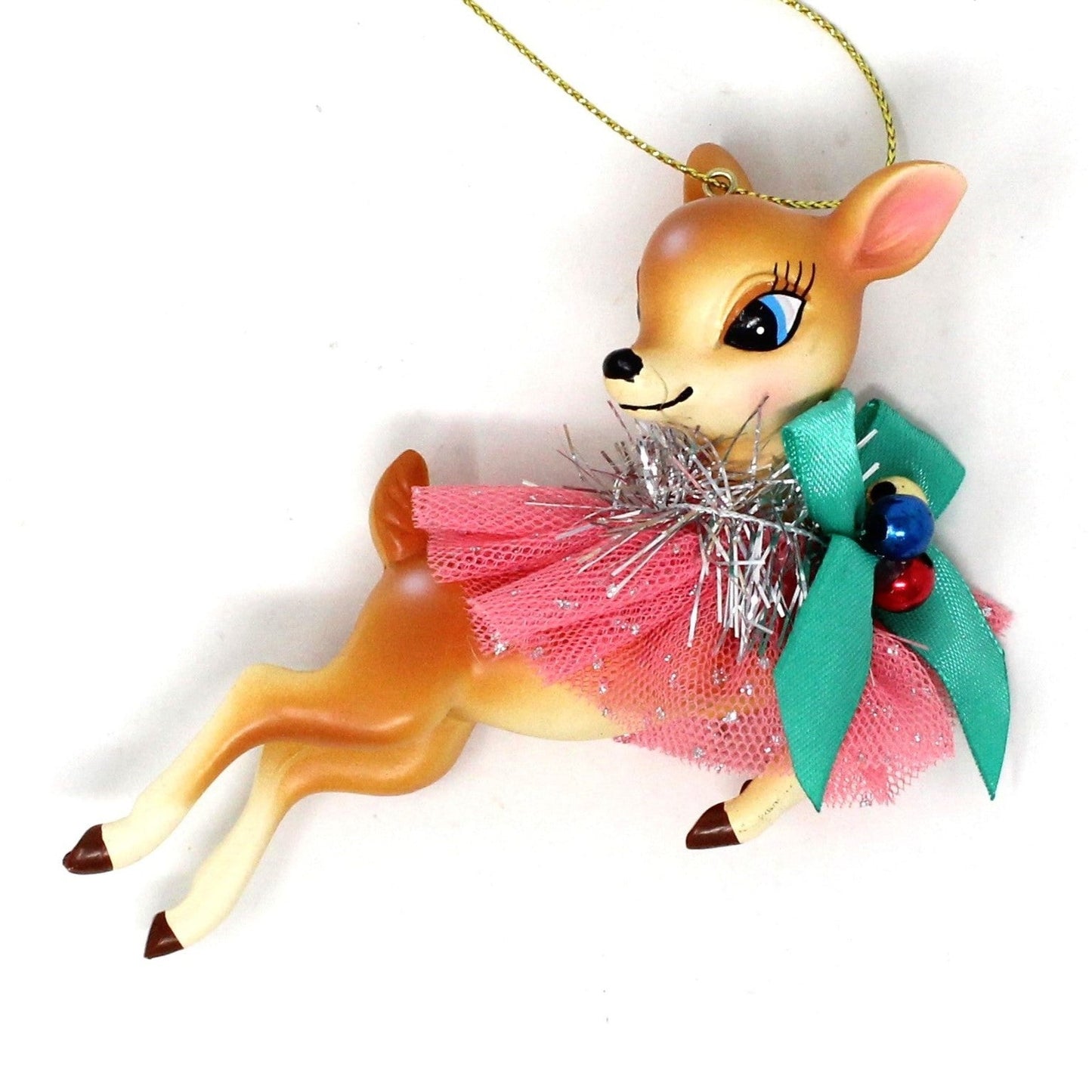 Ornaments, Reindeer w/ Ballet Tutu, Vintage Inspired Christmas Tree Decor