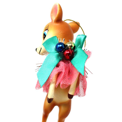 Ornaments, Reindeer w/ Ballet Tutu, Vintage Inspired Christmas Tree Decor