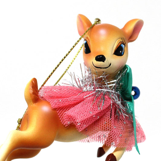 Ornaments, Reindeer w/ Ballet Tutu, Vintage Inspired Christmas Tree Decor