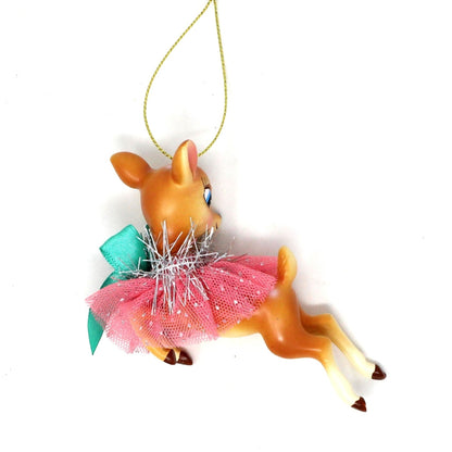 Ornament, Christmas Reindeer w/ Ballet Tutu, Vintage Inspired
