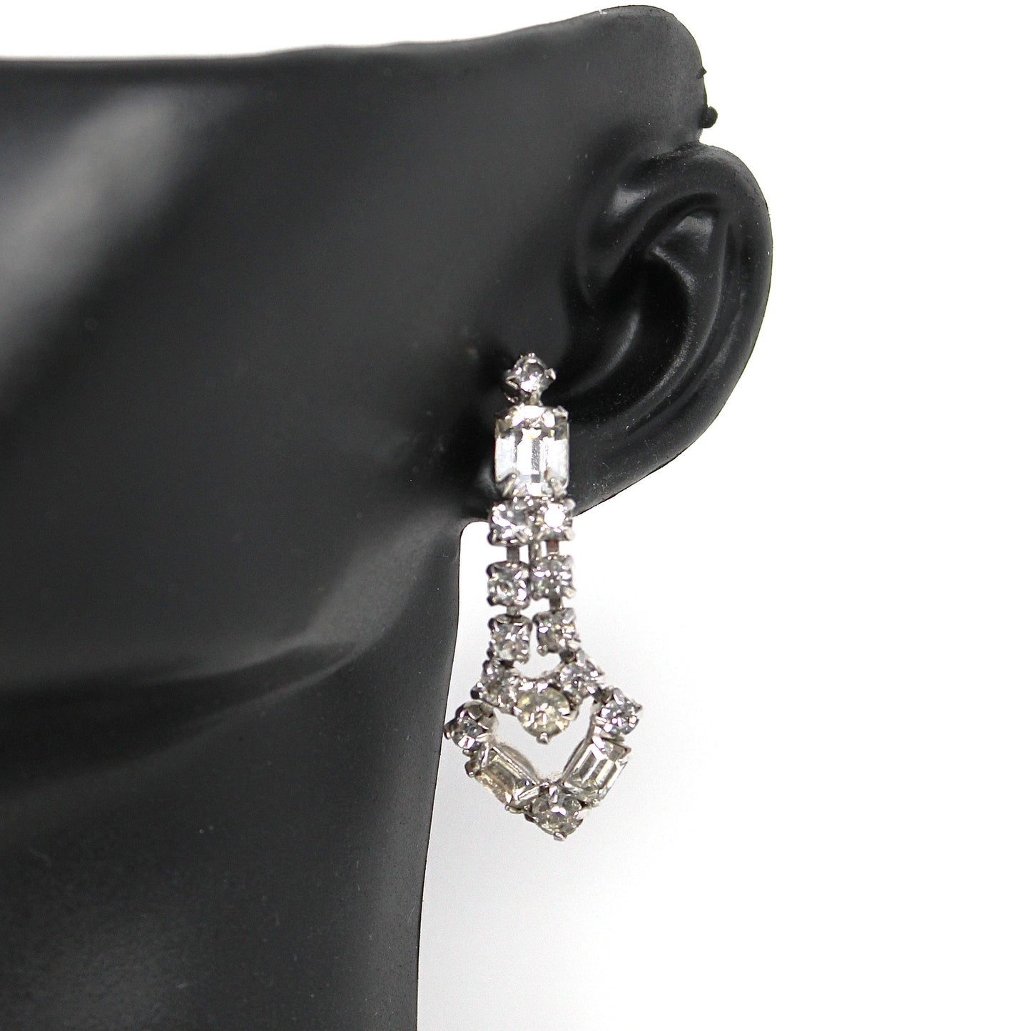 Necklace, Bracelet and Earrings Set Parure, Crystal Rhinestones Jewelry, 1950's, Prong Set, Vintage