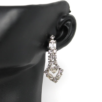 Necklace, Bracelet and Earrings Set Parure, Crystal Rhinestones Jewelry, 1950's, Prong Set, Vintage