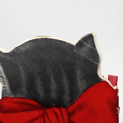 Greeting Card / Christmas, Die Cut 1920's Scamper Cat, Kitten Christmas Story Book Card, Antique, SOLD