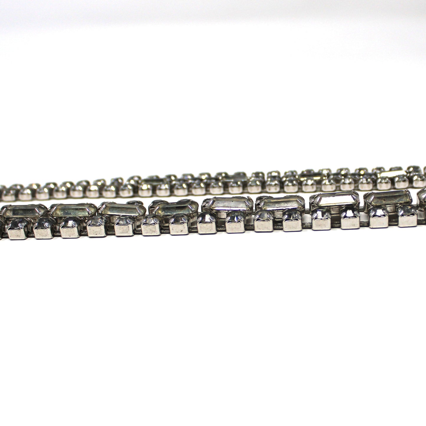 Necklace, Bracelet and Earrings Set Parure, Crystal Rhinestones Jewelry, 1950's, Prong Set, Vintage