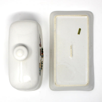 Butter Dish, Christmas Toys Design Covered Butter with Underplate, Ceramic, Vintage, 1980's