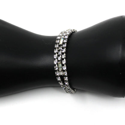 Necklace, Bracelet and Earrings Set Parure, Crystal Rhinestones Jewelry, 1950's, Prong Set, Vintage