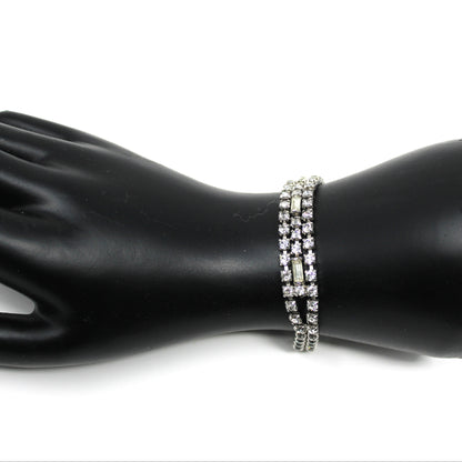 Necklace, Bracelet and Earrings Set Parure, Crystal Rhinestones Jewelry, 1950's, Prong Set, Vintage