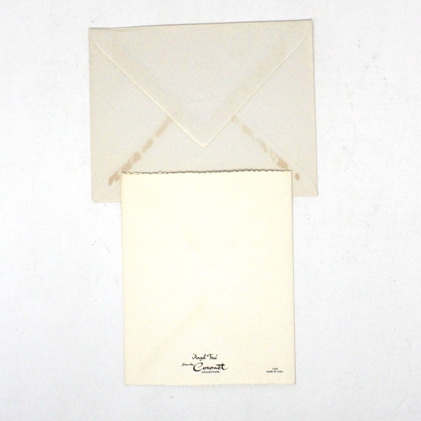 Greeting Card / Christmas Card, Angels with Tree / Violin, Glitter, Unused with Envelope, Original Coronet, Vintage Set of 2