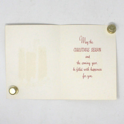 Greeting Card / Christmas Card, Red Flocked Candles, Glitter & Gilded, Unused with Envelope, Original Coronation, Vintage