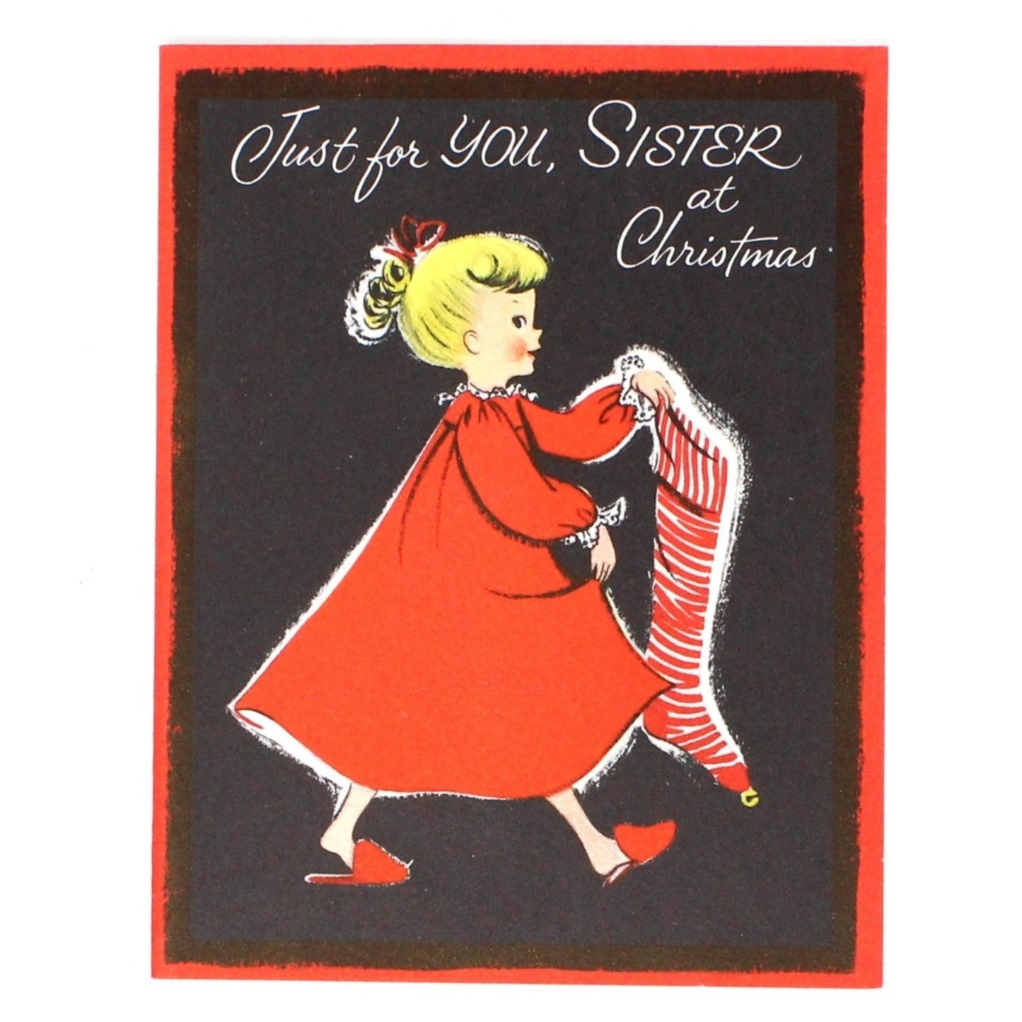 Greeting Card / Christmas Card, Just for You Sister at Christmas, Original Vintage Stanley Greetings