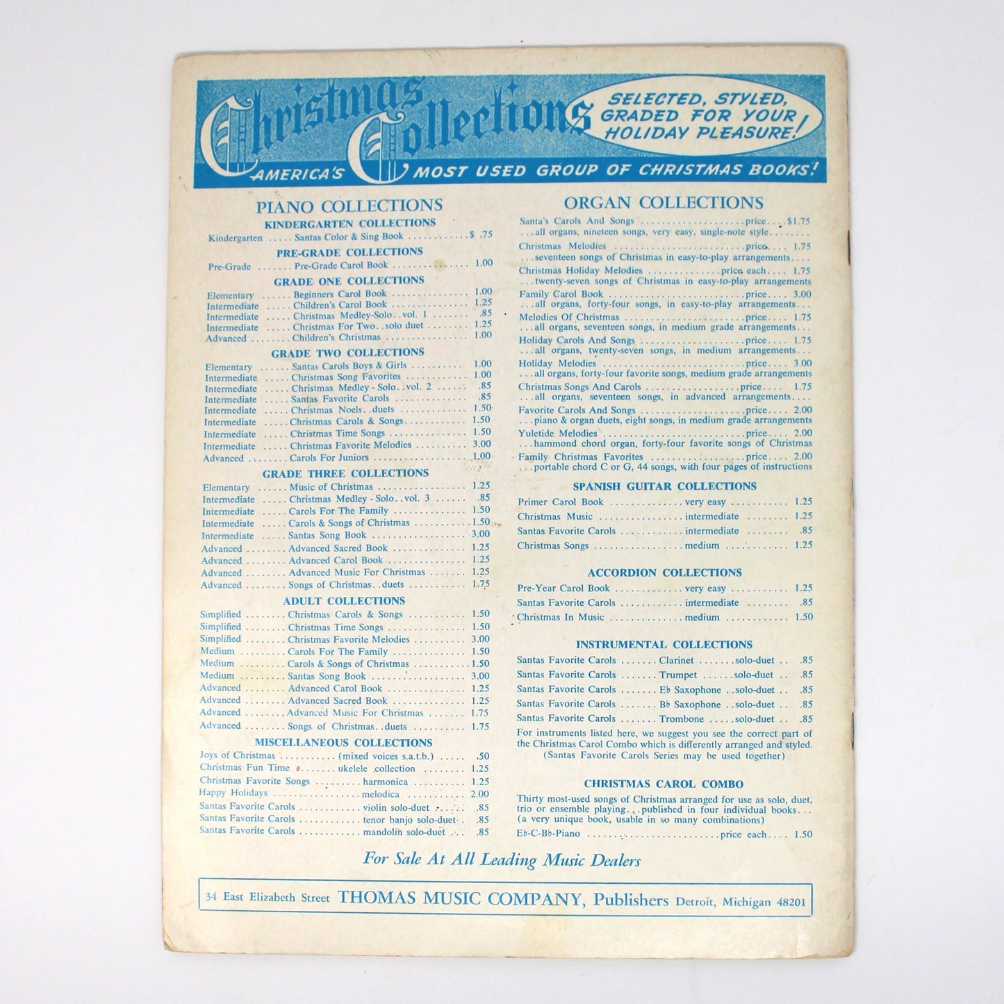 Songbook / Lead Sheet, Christmas Noels, Thomas Music Company, Piano Duets, Vintage 1961