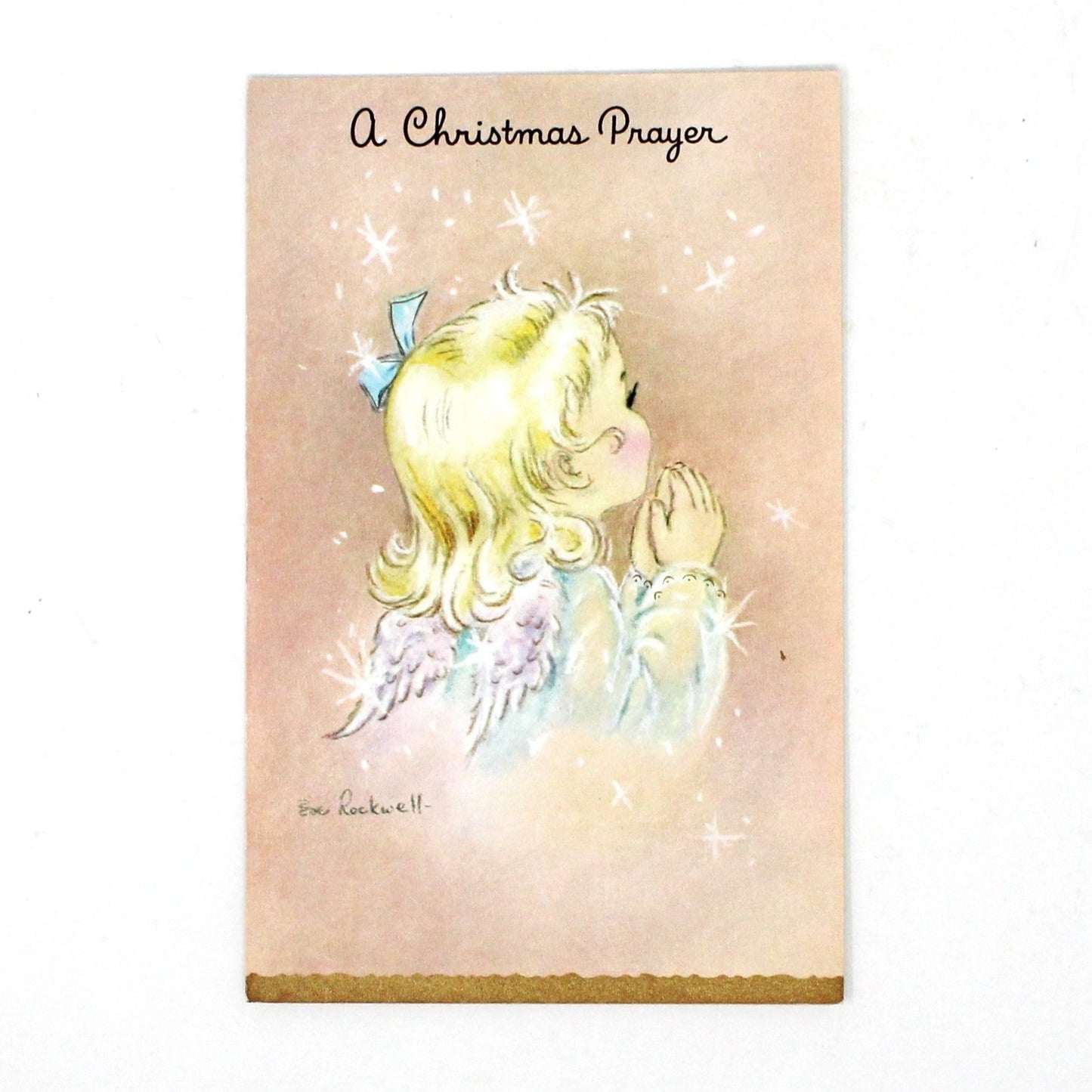 Greeting Card / Christmas Card, Angels with Trumpets/ Angel Praying, Original Vintage, Set of 2