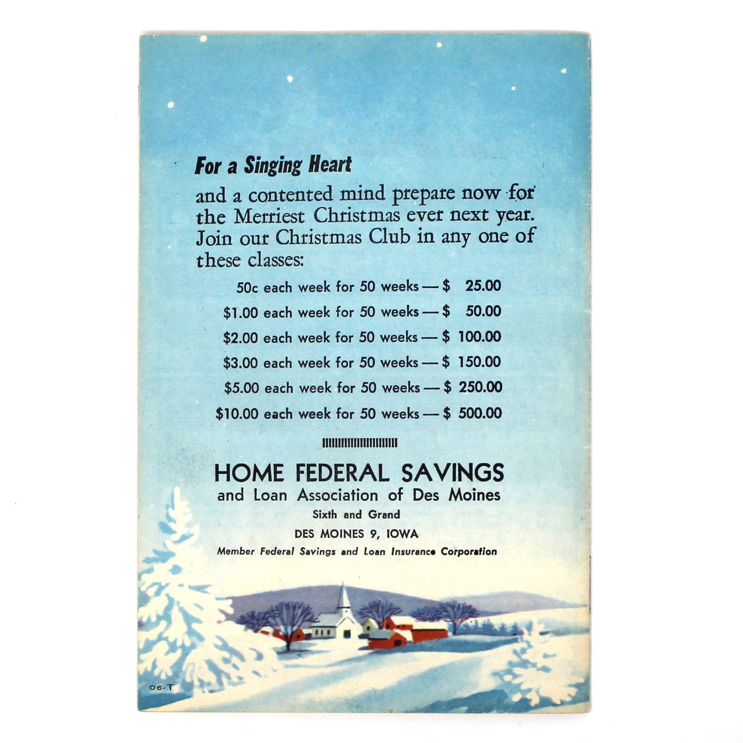 Songbook / Lead Sheet, Christmas Carols, Savings Club, Singing Angel with Poinsettias, Vintage Promotional Item