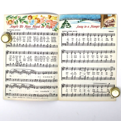 Songbook / Lead Sheet, Christmas Carols, Savings Club, Singing Angel with Poinsettias, Vintage Promotional Item