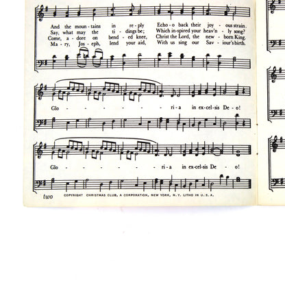 Songbook / Lead Sheet, Christmas Carols, Savings Club, Singing Angel with Poinsettias, Vintage Promotional Item