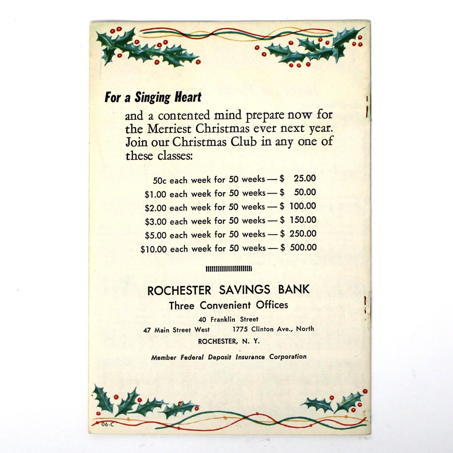 Songbook / Lead Sheet, Christmas Carols, Savings Club, Large Santa Face, Vintage Promotional Item