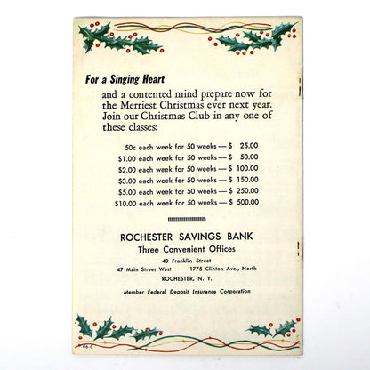 Songbook / Lead Sheet, Christmas Carols, Savings Club, Large Santa Face, Vintage Promotional Item