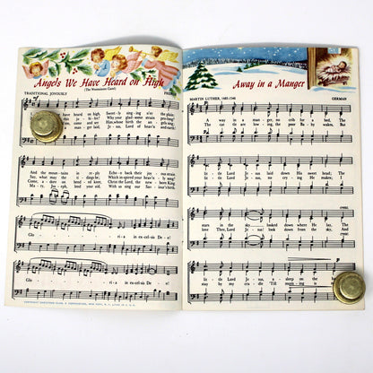 Songbook / Lead Sheet, Christmas Carols, Savings Club, Large Santa Face, Vintage Promotional Item