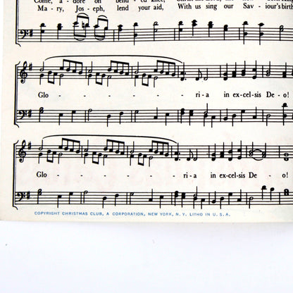 Songbook / Lead Sheet, Christmas Carols, Savings Club, Large Santa Face, Vintage Promotional Item