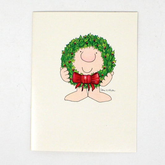 Greeting Card / Christmas Card, Ziggy with Christmas Wreath, Vintage American Greetings