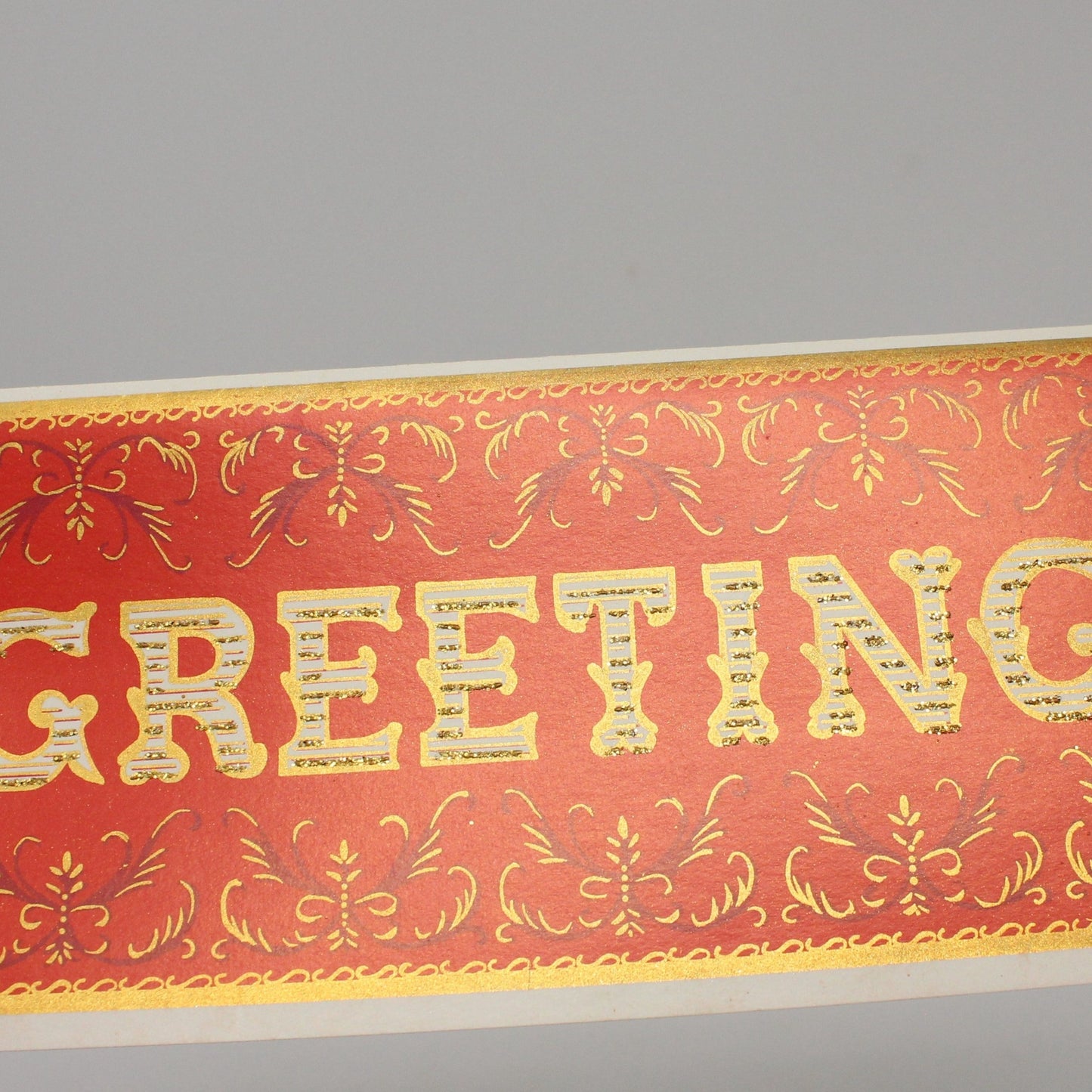 Greeting Card / Christmas Card, Art Design by Brook, Red & Gold Greetings, Vintage
