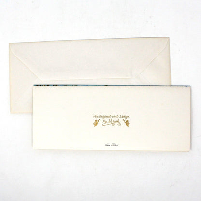 Greeting Card / Christmas Card, Victorian Ice Skaters by Water Mill, Unused with Envelope, Original Design by Brook, Vintage