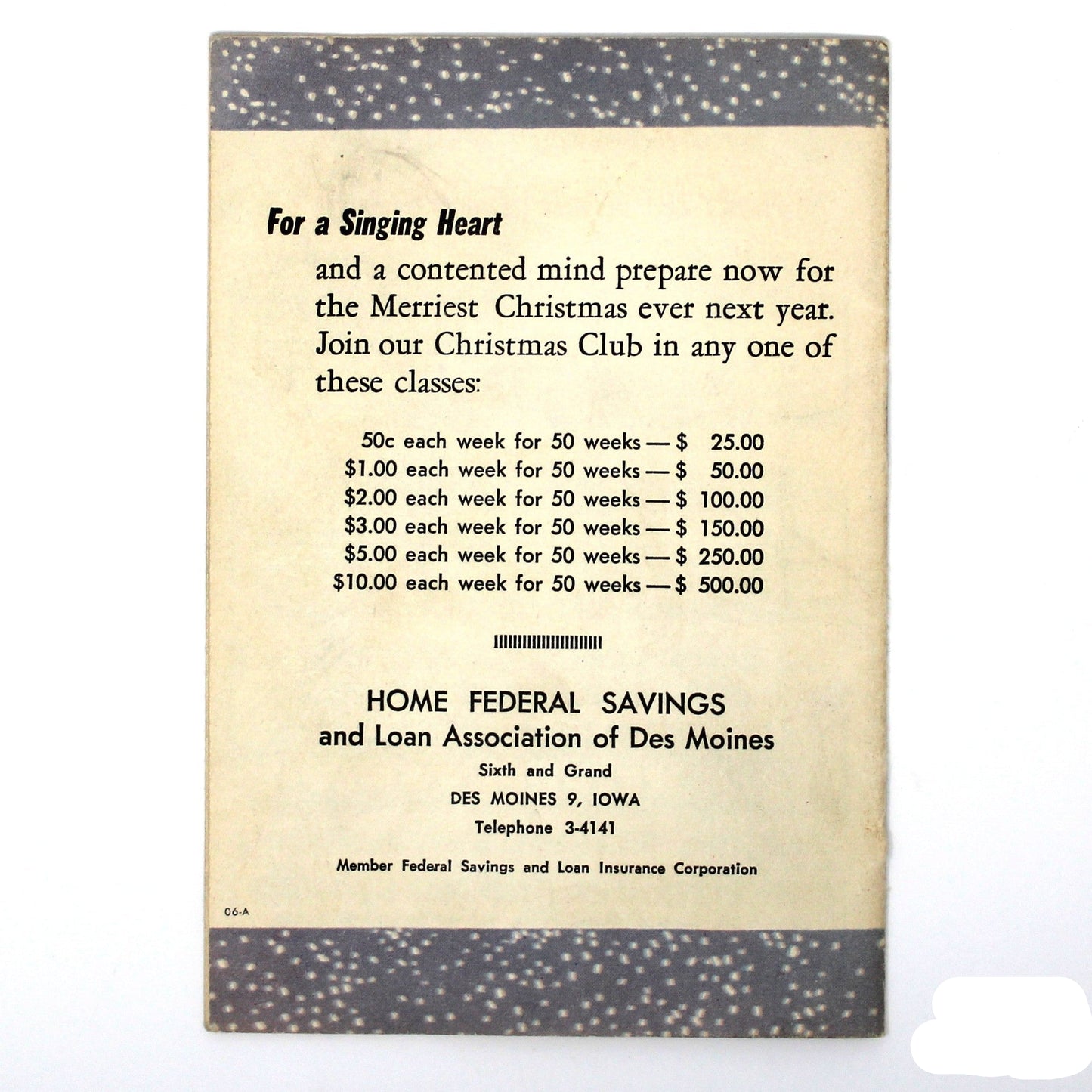Songbook / Lead Sheet, Christmas Carols, Savings Club, Singing Girl Holding Candle, Vintage Promotional Item