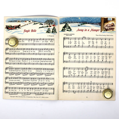 Songbook / Lead Sheet, Christmas Carols, Savings Club, Singing Girl Holding Candle, Vintage Promotional Item