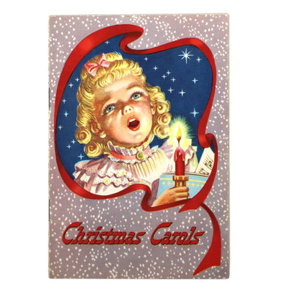 Songbook / Lead Sheet, Christmas Carols, Savings Club, Singing Girl Holding Candle, Vintage Promotional Item