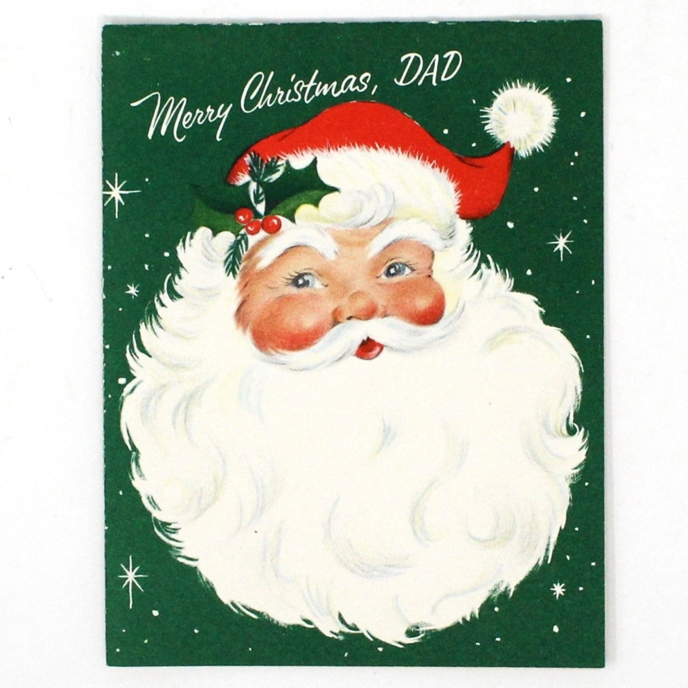 Greeting Card / Christmas Card, Dad, Santa Claus Face, Unused with Envelope, Original Stanley, Vintage