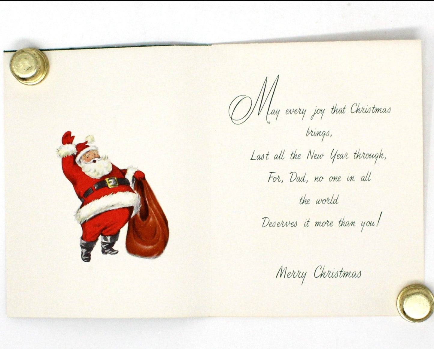 Greeting Card / Christmas Card, Dad, Santa Claus Face, Unused with Envelope, Original Stanley, Vintage