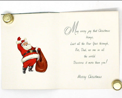 Greeting Card / Christmas Card, Dad, Santa Claus Face, Unused with Envelope, Original Stanley, Vintage
