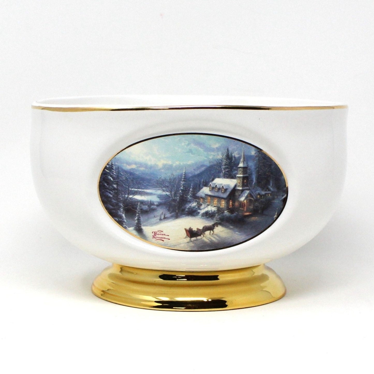 Bowl, Thomas Kinkade for Teleflora, Sunday Evening Sleigh Ride, Porcelain