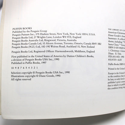 Children's Book, Diane Goode's American Christmas, Softcover, Vintage 1992